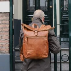 Aanbiedingen ???? Bear Design Pergola - Leren Laptop Rolltop Rugzak - 13 Inch - Cognac ???? -New Rebels shop 550x550 941