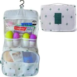Top 10 ???? Reismonkey Ophangbare Toilettas Met Haak – Wit Met Cactus Print – Travel Bag Organizer Voor Dames/Meisje – Hangende Make-up Tas/Cosmetic Bag – Reizen - Cadeau Voor Dames/Vrouwen ???? -New Rebels shop 550x552 10