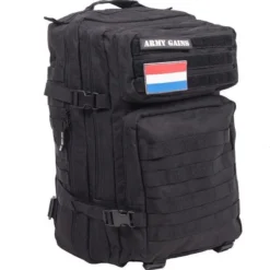 Hete verkoop ???? ARMY GAINS | ???? Backpack BLACK | 45L - Sporttas - Schooltas - Rugzak - Zwarte Kleur - Waterafstotend - Outdoor Wandel Rugzak - Extra Stevig - 900D Nylon - Scheurbestendig - AGN Zippers - Crossfit Rugzak - Multifunctionele Rugzak - Laptop Vak ⌛