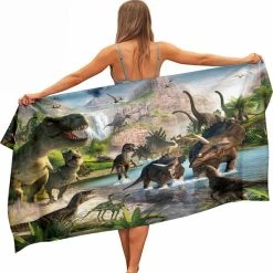 Groothandel ???? Ulticool - Dinosaurus T-Rex - Handdoek Microvezel - Sneldrogend Badlaken – 160 X 80 Cm - Voor Reizen Fitness Gym Sport - Reishanddoek Kind - Microfiber Decoratie Doek Voor Jongen Of Meisje - Lichtgewicht Reis Strandlaken ⌛