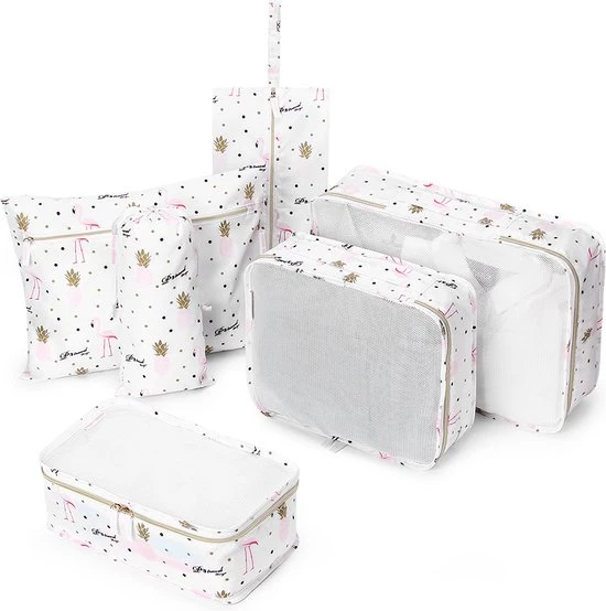 Goedkoopste ???? Qpacks - Funky Flamingo Packing Cubes Set 6-delig - Waterdicht - Patroon - Wit Print - Toilettas - Koffer Organiser - ???? Backpack ❤️ 3 Goedkoopste ???? Qpacks - Funky Flamingo Packing Cubes Set 6-delig - Waterdicht - Patroon - Wit Print - Toilettas - Koffer Organiser - ???? Backpack ❤️