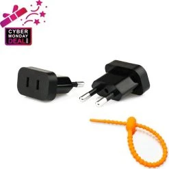 Beste Pirce ???? Colorful Sun® Universele Wereldstekker - Reisstekker Type C - USA Naar EU - CN Naar EU - 1 Stuk - Gratis Kabel-organizer - Kinderbeveiliging - Zwart - Reis Adapter - Wereldadapter - Reis Verloopstekker - Stekkerdoos ????