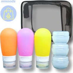 Nieuw ???? Mmoods Silicone Reisflesjes Met Doorzichtige Etui Voor ???? Handbagage - Reisset Met Potjes En Silicone Flacons En Transparante Toilettas - 3 Stuks Van 80 Ml - Geel Paars En Oranje ✔️
