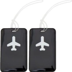 Beste deal ???? Merkloos Pakket Van 2x Stuks Kofferlabels Zwart 11,5 Cm - Reiskoffer Reisaccessoire ????