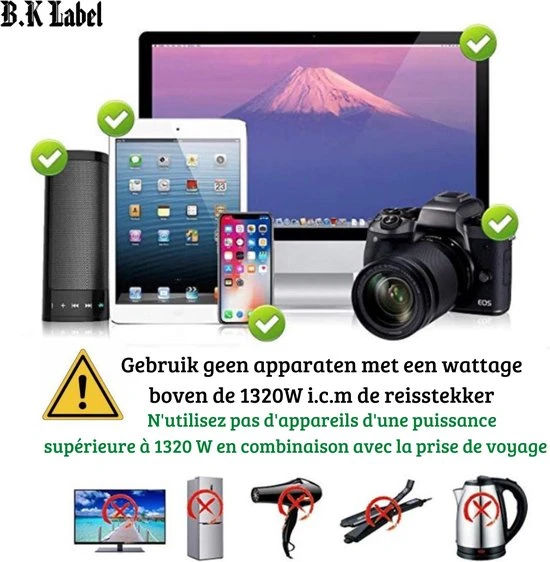 Flash-uitverkoop ???? B.K Label Universele Internationale Reisstekker - 2 Usb Poorten ???? 5 Flash-uitverkoop ???? B.K Label Universele Internationale Reisstekker - 2 Usb Poorten ???? - Afbeelding 3
