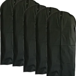 Promo ???? Merkloos Set Van 5 Kledinghoezen / Kledingzakken Van 150 Cm - Zwart ????