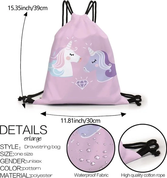 Promo ❤️ Isa's Friends Zwemtas - Gymtas "Friends" - Luxe Rugtas Met Trekkoorden - School Tas - Rugzak ???? 5 Promo ❤️ Isa's Friends Zwemtas - Gymtas "Friends" - Luxe Rugtas Met Trekkoorden - School Tas - Rugzak ???? - Afbeelding 3