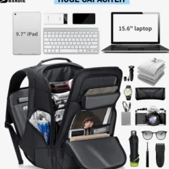 Goedkoop ???? Brandie® - Rugzak - Fit 15.6 Inch Laptop Rugzak - Schooltas - Reistas - Gewicht 1.2kg - Voor Heren Tas - Waterdichte Rugzakken - Opladen Via USB - Anti Diefstal - Hoge Capaciteit - 5076(3.0) Zwart - Maat 46*35*22*(cm) ???? -New Rebels shop 550x592