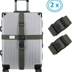 Begroting ???? Bagwise 2 X Kofferriem - Bagage Band - Luggage Belt - Bagage Gordel -Afstelbaar - 175cm Lang 5 Cm Breed - Khaki ????