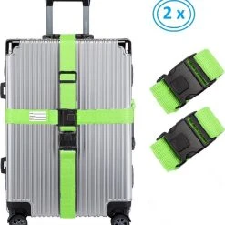 Gloednieuw ✔️ Bagwise 2 X Kofferriem - Bagage Band - Luggage Belt - Bagage Gordel -Afstelbaar - 200cm X 5 Cm - Groen ????