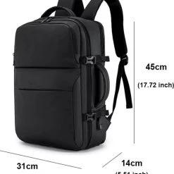 Goedkoop ⌛ TK-products Zakelijke Multifunctionele Rugzak/Schouder Tas - 17.5 Inch Laptop Vak - USB Poort - Voor Werk,School,Reizen - Waterdichte Tas Voor Heren/Dames - ???? Backpack - Zwart Extra Vakken ???? -New Rebels shop 550x595