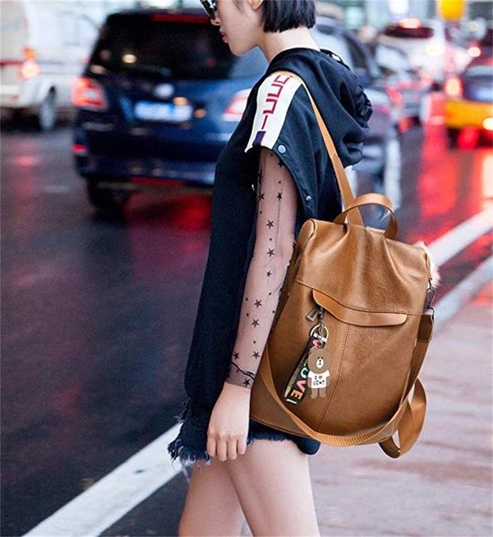 Uitgang ✔️ Dames Anti-diefstal Rugzak Schoudertas Vrije Tijd Schooltas Anti Diefstal PU-leer ⌛ 3 Uitgang ✔️ Dames Anti-diefstal Rugzak Schoudertas Vrije Tijd Schooltas Anti Diefstal PU-leer ⌛