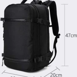 Uitgang ???? Omnistow ???? Handbagage Rugzak - 47x29x20cm - Cabin Approved ???? Backpack - Zwart - 27L - Waterafstotend - Laptopvak ???? -New Rebels shop 550x606 2