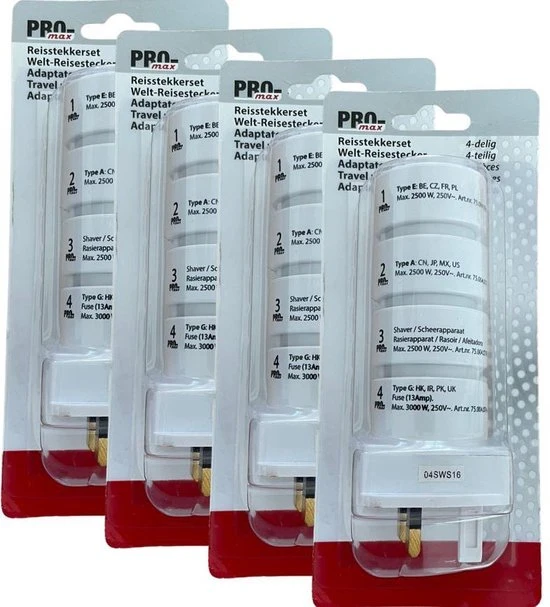 Coupon ???? PROmax Pro-Max Reisstekker - Wereldstekker Universeel - 4-delig - 4-pack ⌛ 3 Coupon ???? PROmax Pro-Max Reisstekker - Wereldstekker Universeel - 4-delig - 4-pack ⌛