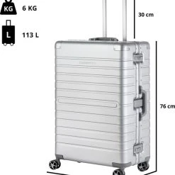 Uitgang ???? CarryOn ULD Reiskoffer 76cm - Luxe Aluminium Koffer Met Dubbel Tsa-slot - Dubbele Wielen - Zilver ???? -New Rebels shop 550x614 2