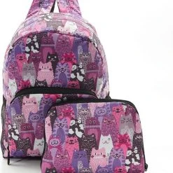 Aanbiedingen ⌛ Eco Chic Opvouwbare Rugzak Kat Paars Gemaakt Van Gerecycleerde Nylon Lichtgewicht Waterdicht 43 X 27 X 16 Cm ????