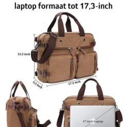 Goedkoopste ✨ Jeusin® Multifunctionele Comfortabele Laptoptas 3-in-1 Rugtas - Schoudertas - Voor 17,3-inch Laptop Formaat - Bruin ⭐ -New Rebels shop 550x640