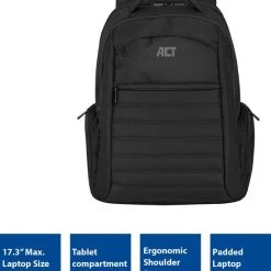 Goedkoopste ⌛ ACT Urban Laptop Rugzak 17 Inch - 17,3 Inch - Zwart – AC8335 ???? -New Rebels shop 550x645 3