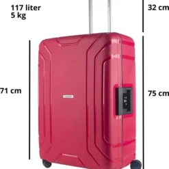 Flash-uitverkoop ???? CarryOn Steward TSA Reiskoffer - 75cm Trolley Met Kliksloten - Dubbele Wielen - Rood ⭐ -New Rebels shop 550x670