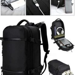 Uitgang ???? Omnistow ???? Handbagage Rugzak - 47x29x20cm - Cabin Approved ???? Backpack - Zwart - 27L - Waterafstotend - Laptopvak ???? -New Rebels shop 550x673 5