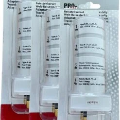 Promo ???? PROmax Pro-Max Reisstekker - Wereldstekker Universeel - 4-delig - 3-pack ????