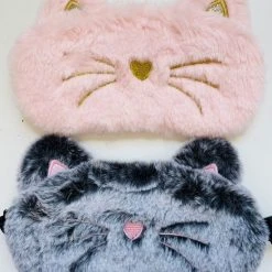 Nieuw ❤️ Merkloos 2-pack - Poezen - Roze En Donkergrijs - Slaapmasker Kind - Meisjes Slaapmasker - Reismasker Vanaf 5 Jaar ????