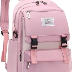 Beste deal ???? Veran Rugzak - Rugtas - School - Meisjes - Jongens - Tieners - Waterdicht - Boekentas - 25 Liter - Roze ????