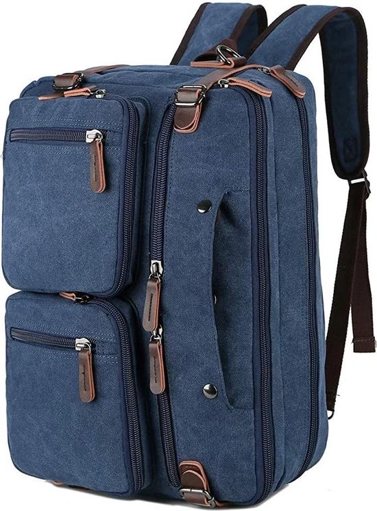 Korting ???? Mainbags Laptoptas - 3in1- 15Inch - Blauw - 15 Vak - Canvas - Leer ✔️ 8 Korting ???? Mainbags Laptoptas - 3in1- 15Inch - Blauw - 15 Vak - Canvas - Leer ✔️ - Afbeelding 6