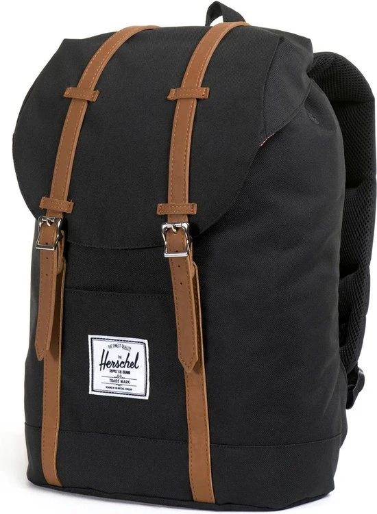 Gloednieuw ❤️ Herschel Retreat - Black/Tan Synthetic Leather / Rugzak Met 15" Fleece Gevoerd Laptopvak - 19.5L Opbergruimte - Magnetische Sluiting / Met Levenslange Fabrieksgarantie / Limited Lifetime Warranty / Zwart ???? 5 Gloednieuw ❤️ Herschel Retreat - Black/Tan Synthetic Leather / Rugzak Met 15" Fleece Gevoerd Laptopvak - 19.5L Opbergruimte - Magnetische Sluiting / Met Levenslange Fabrieksgarantie / Limited Lifetime Warranty / Zwart ???? - Afbeelding 3