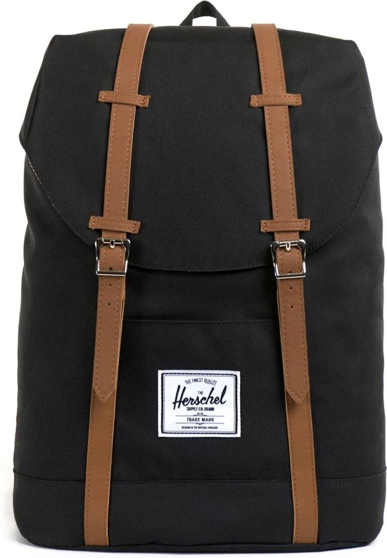 Gloednieuw ❤️ Herschel Retreat - Black/Tan Synthetic Leather / Rugzak Met 15" Fleece Gevoerd Laptopvak - 19.5L Opbergruimte - Magnetische Sluiting / Met Levenslange Fabrieksgarantie / Limited Lifetime Warranty / Zwart ???? 3 Gloednieuw ❤️ Herschel Retreat - Black/Tan Synthetic Leather / Rugzak Met 15" Fleece Gevoerd Laptopvak - 19.5L Opbergruimte - Magnetische Sluiting / Met Levenslange Fabrieksgarantie / Limited Lifetime Warranty / Zwart ????