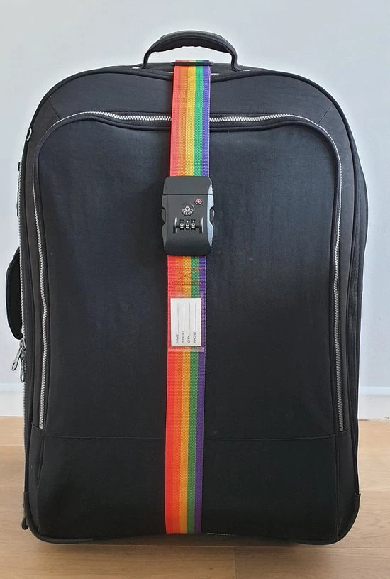 Beste Verkoop ❤️ SUNMOOL Kofferriem Met TSA Cijfer Slot - Bagage Riem - Luggage Strap - 200 Cm - Regenboog - 2 Stuks ???? 6 Beste Verkoop ❤️ SUNMOOL Kofferriem Met TSA Cijfer Slot - Bagage Riem - Luggage Strap - 200 Cm - Regenboog - 2 Stuks ???? - Afbeelding 4